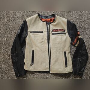 Womens Harley-Davidson  Black and Cream Bomber Jacket. Size Medium